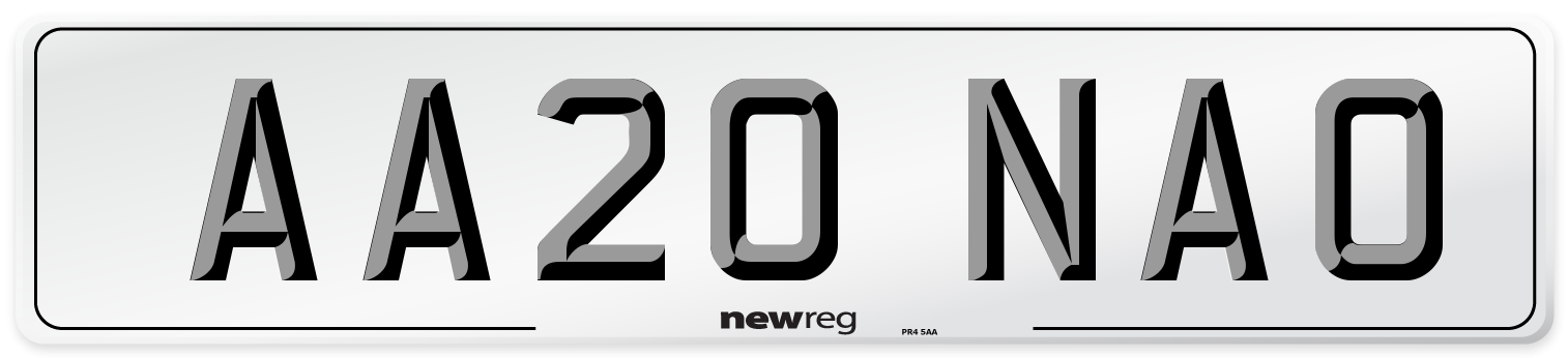 AA20 NAO Number Plate from New Reg